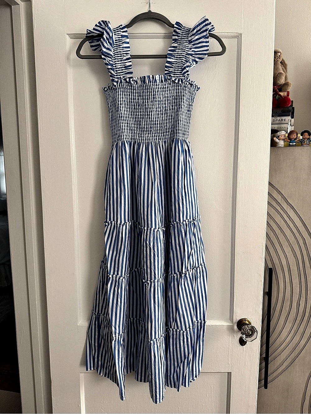 Hill House Home The Ellie Nap Dress Blueberry Stripe Cotton Poplin Size XS EUC